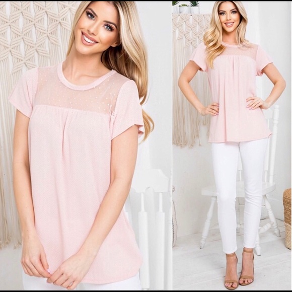 🎀 NEW Pink Versatile Spring Summer Easter Top with Dot Detail - Picture 3 of 3